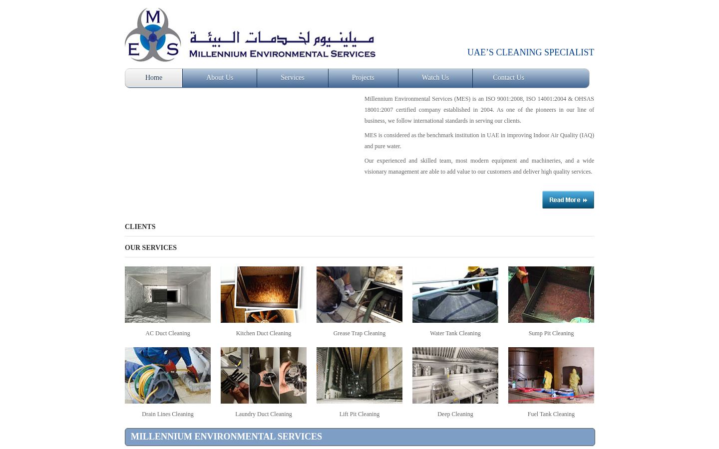 Millennium Environmental Services · HOMEPAGE_SCREENSHOT