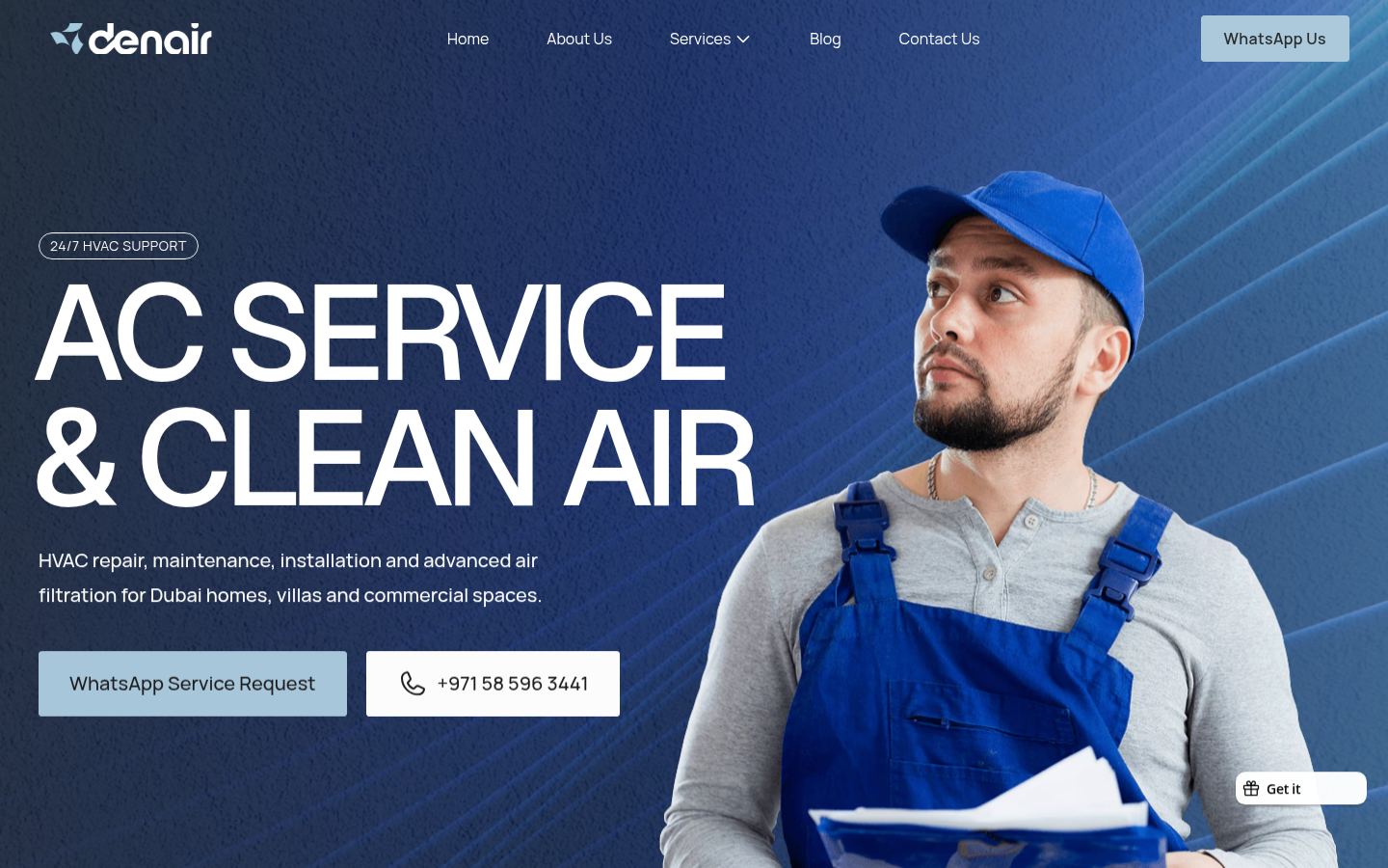 DENAIR · HOMEPAGE_SCREENSHOT