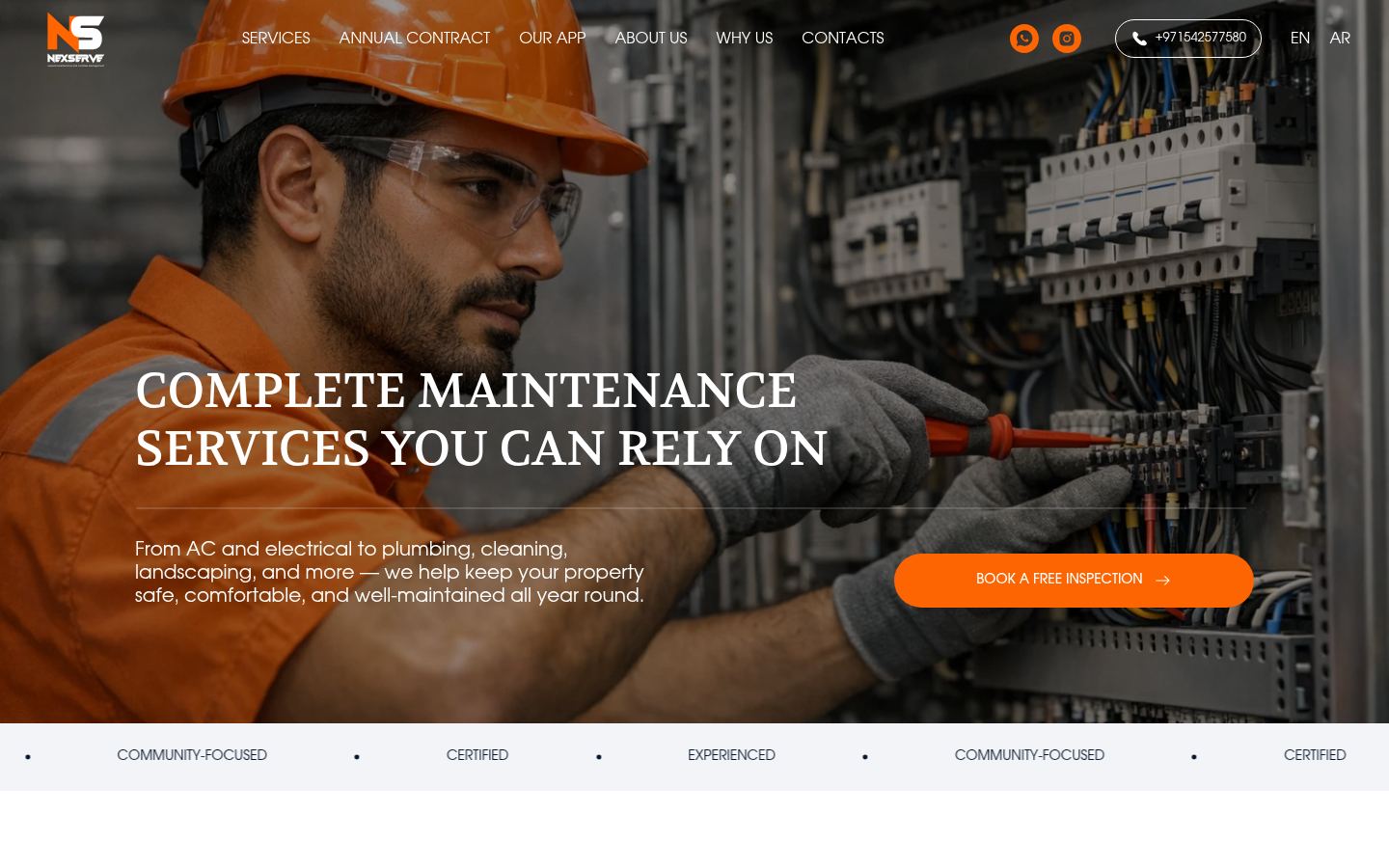 NexServe Facilities Management · HOMEPAGE_SCREENSHOT