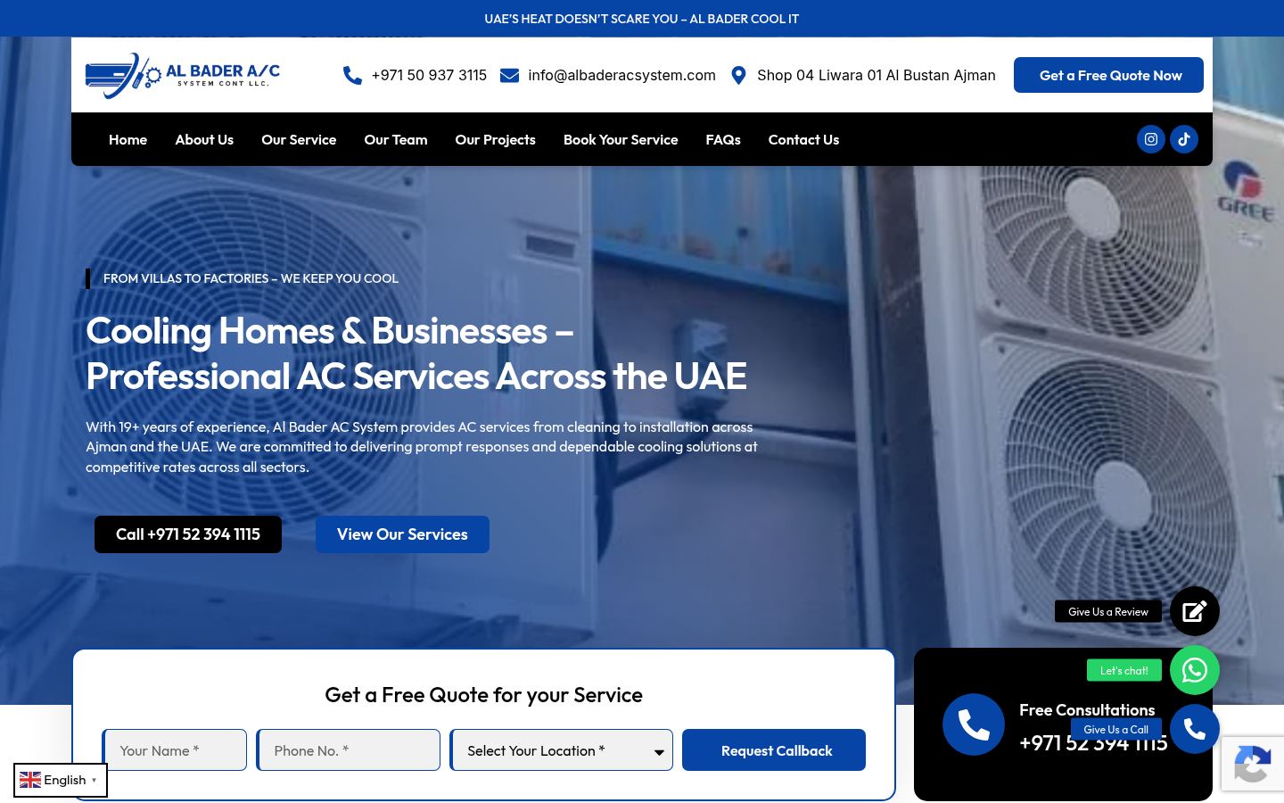 Al Bader AC System · HOMEPAGE_SCREENSHOT