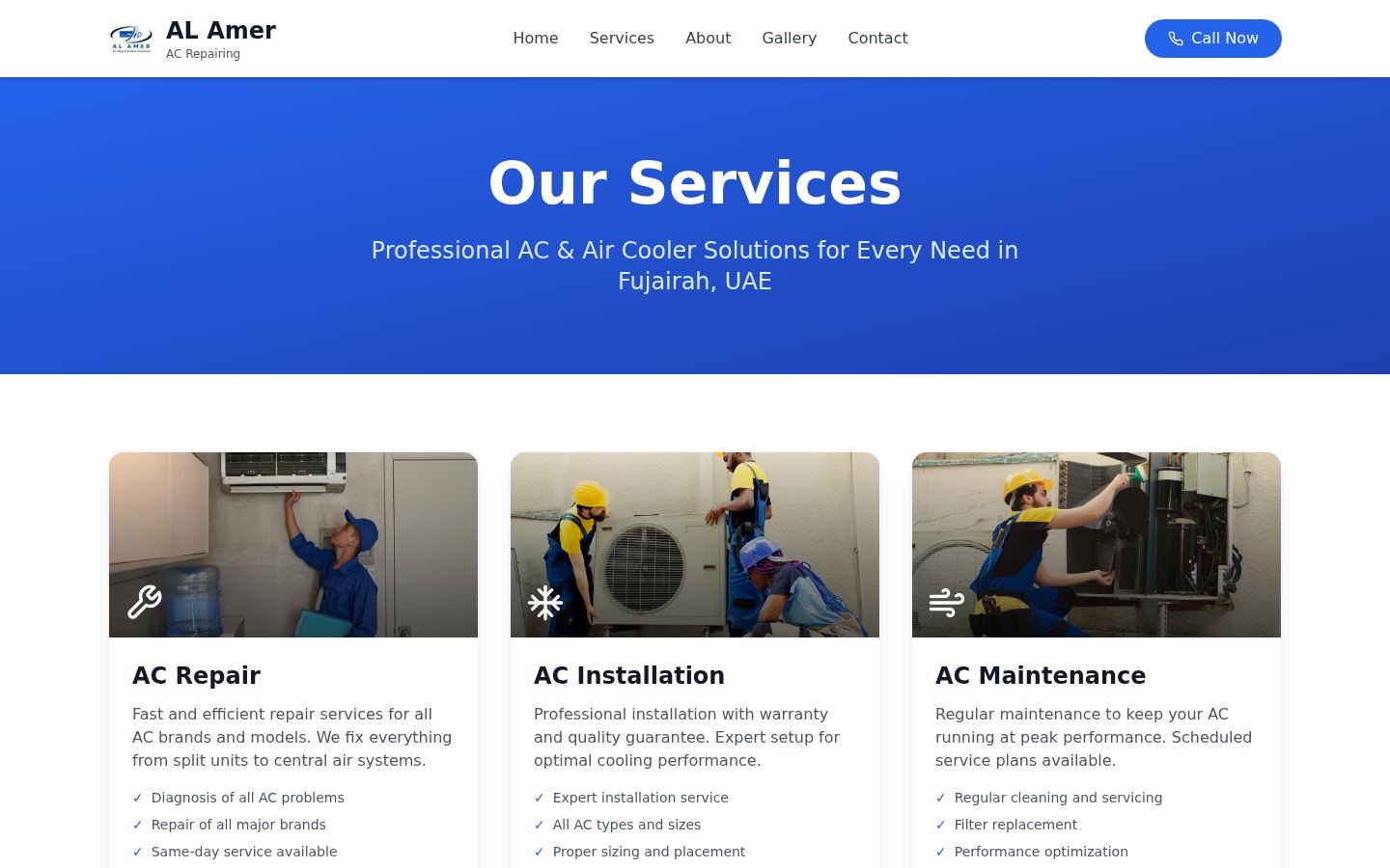 AL Amer AC Repairing · HOMEPAGE_SCREENSHOT
