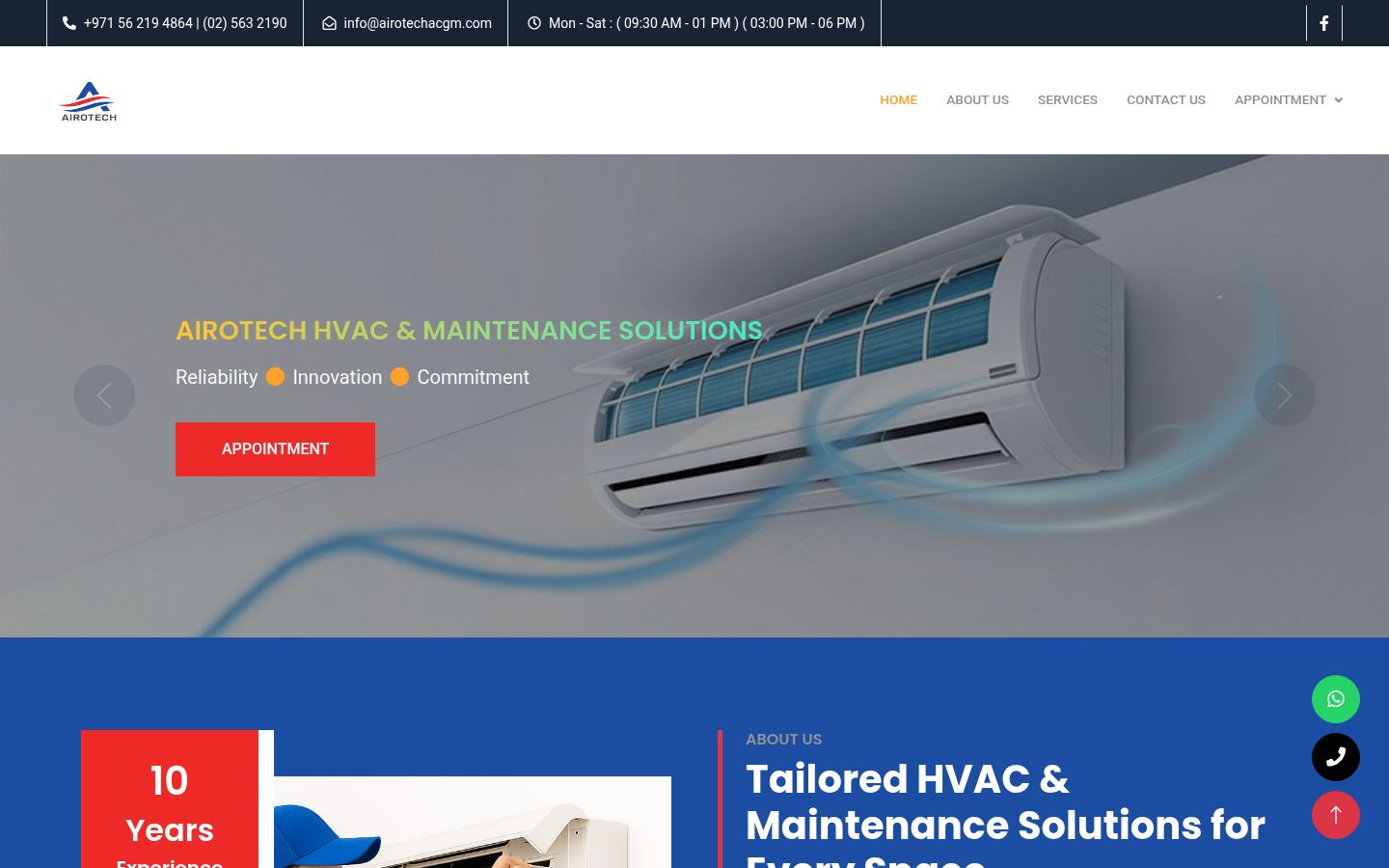 Airotech Air Conditioning · HOMEPAGE_SCREENSHOT