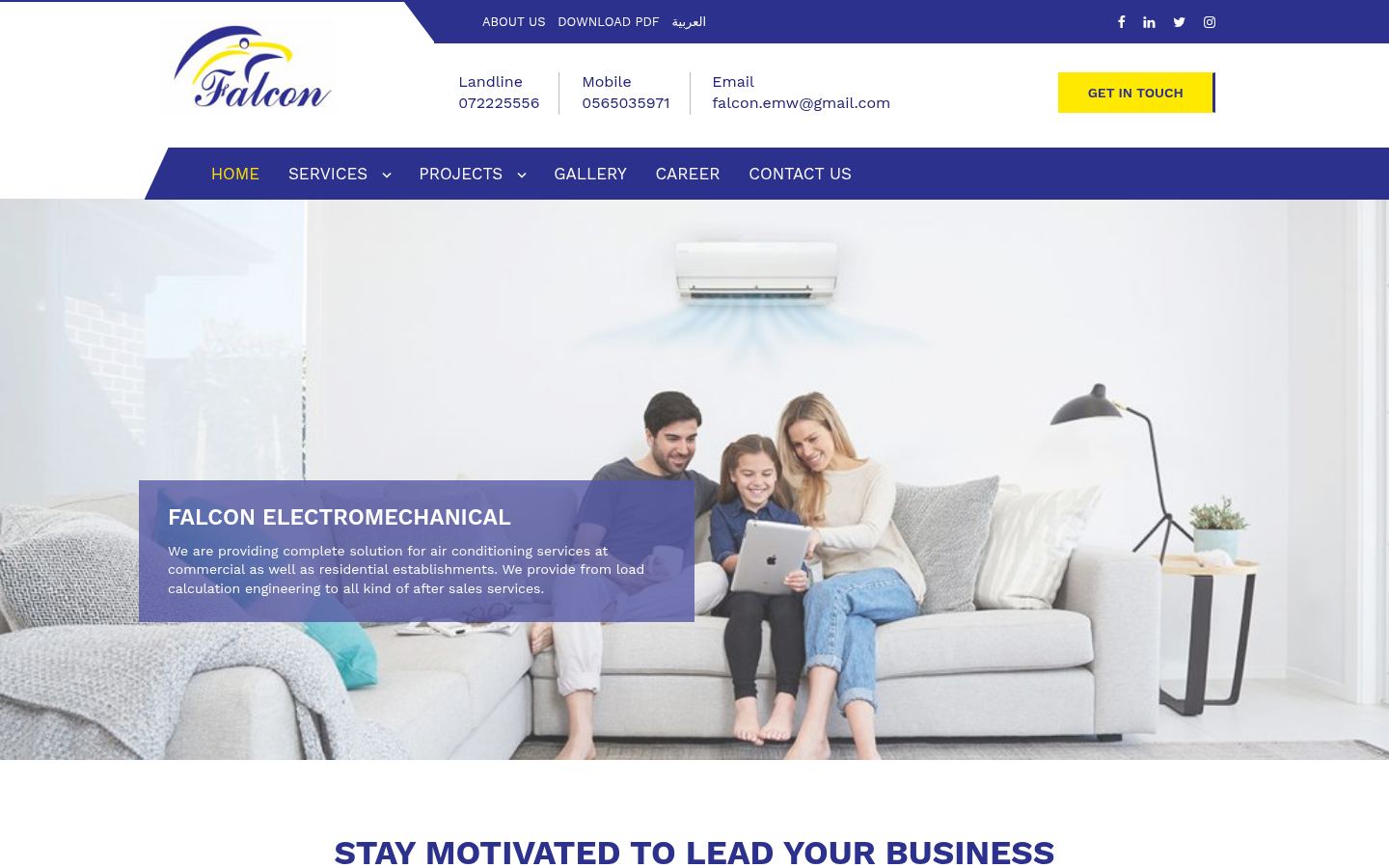 Falcon Electromechanical · HOMEPAGE_SCREENSHOT