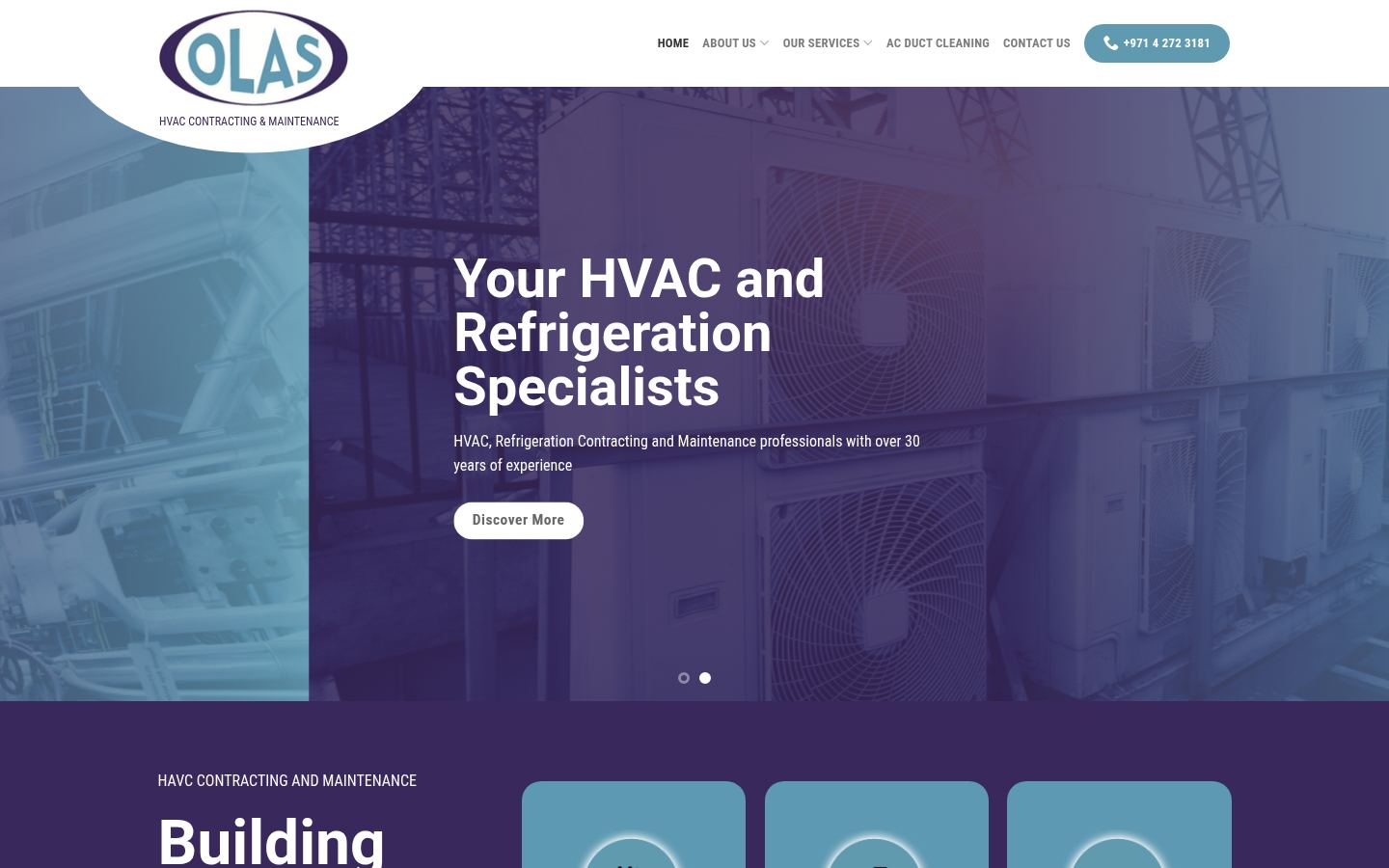 Oasis Life Air Conditioning Systems · HOMEPAGE_SCREENSHOT
