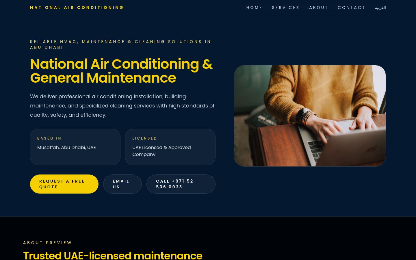 National Air Conditioning & General Maintenance · HOMEPAGE_SCREENSHOT