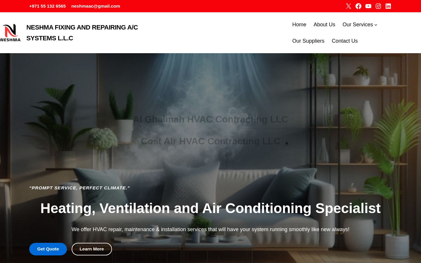 Neshma Fixing and Repairing AC Systems · HOMEPAGE_SCREENSHOT