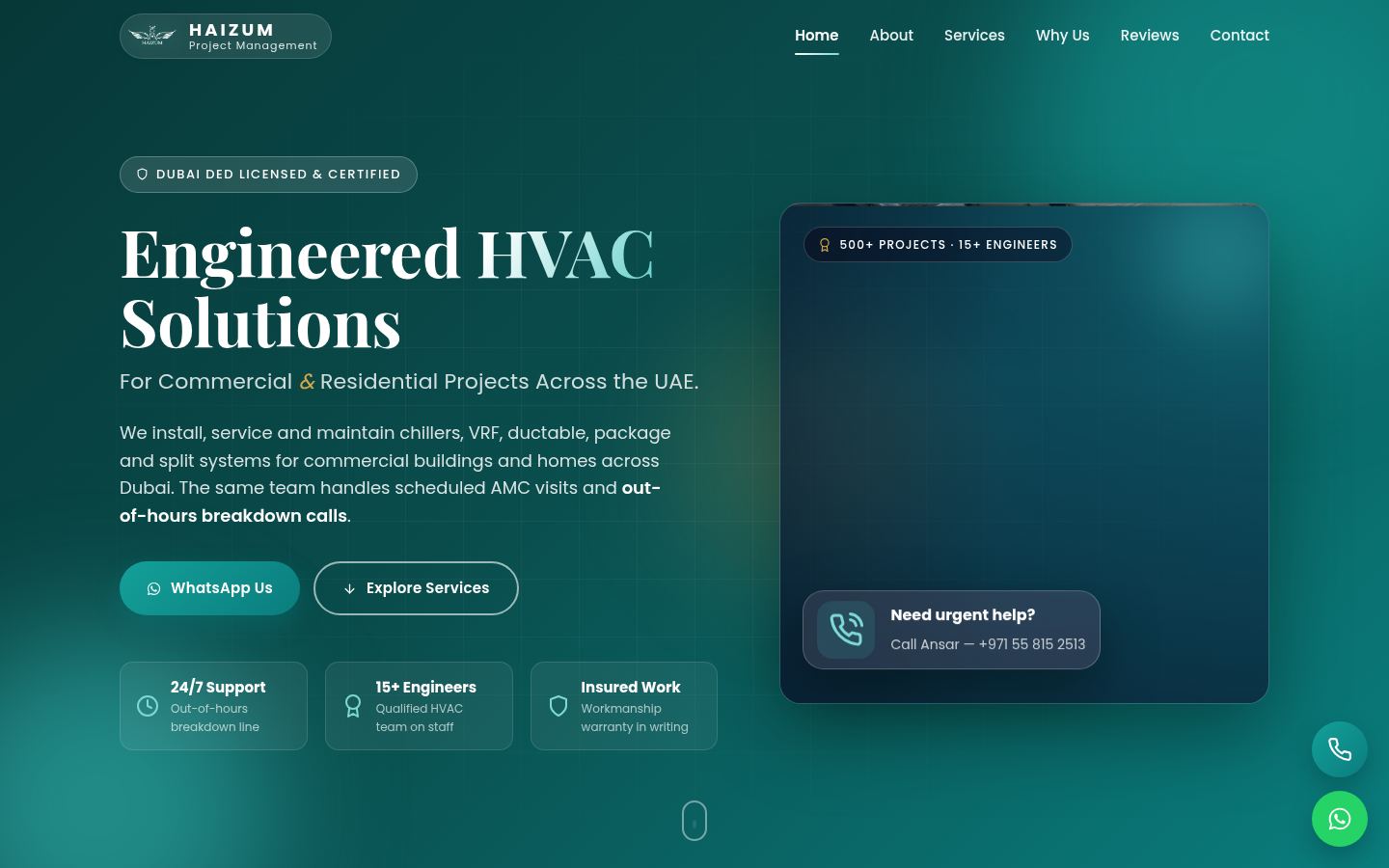 Haizum Project Management Services · HOMEPAGE_SCREENSHOT