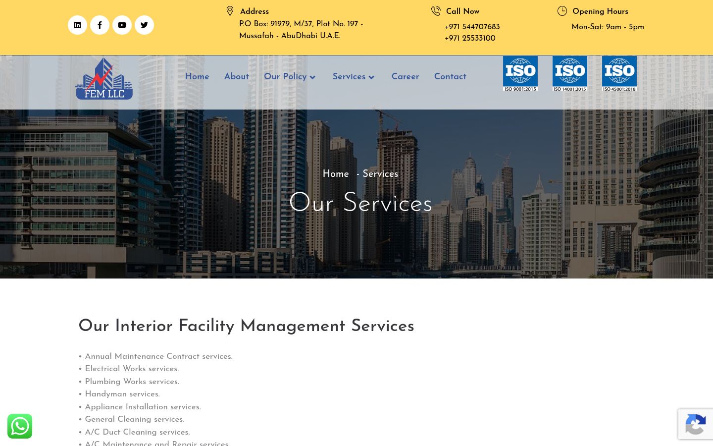 FEM Facilities Management · HOMEPAGE_SCREENSHOT