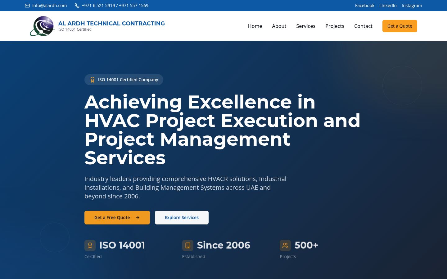 Al Ardh Technical Contracting · HOMEPAGE_SCREENSHOT