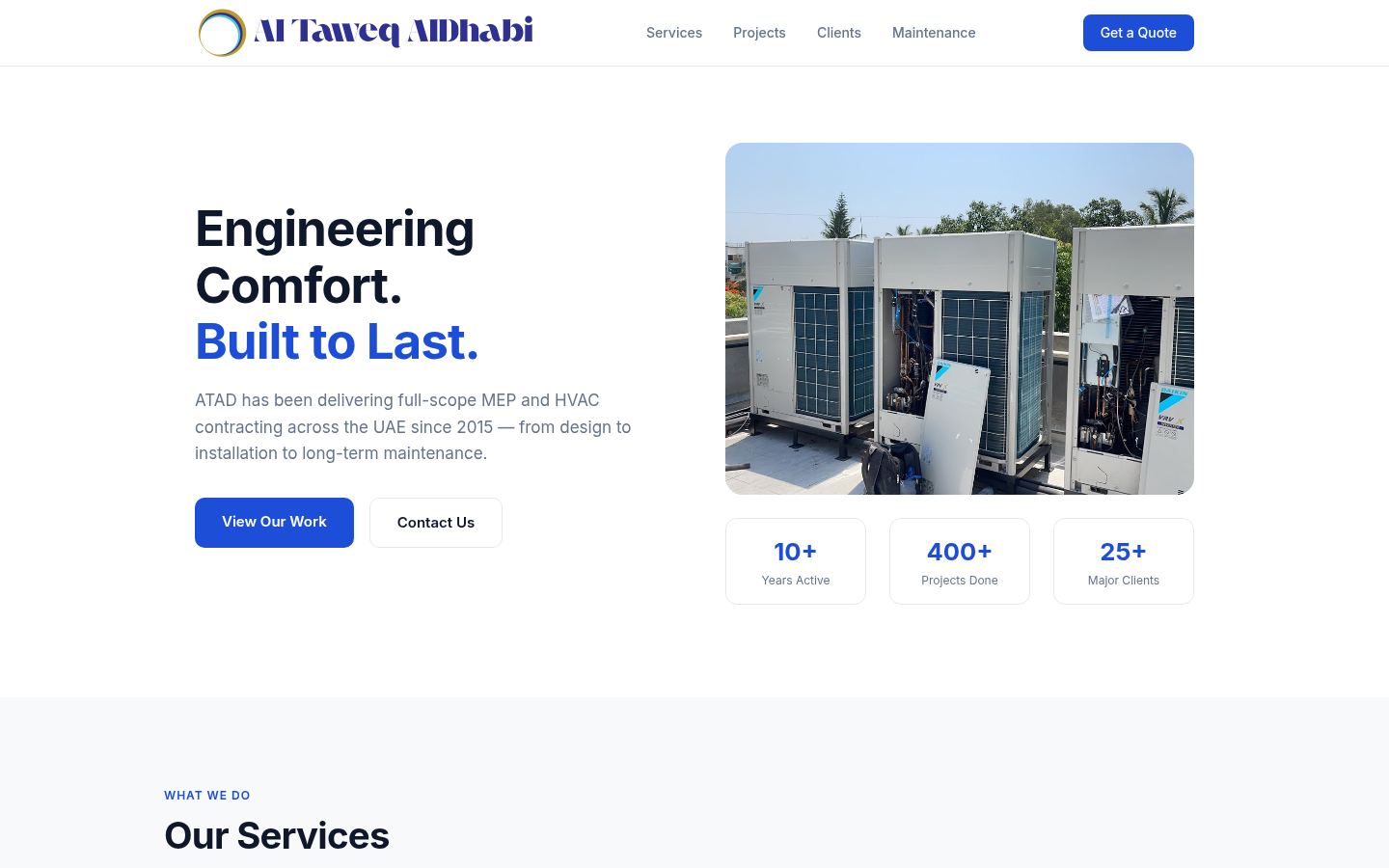 Al Taweq AlDhabi Technical Contracting · HOMEPAGE_SCREENSHOT